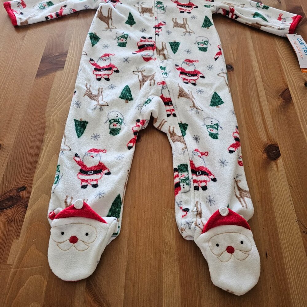 Carter's Just One You - Baby Santa Christmas Fleece Footed Pajama 9M - Picture 7 of 8